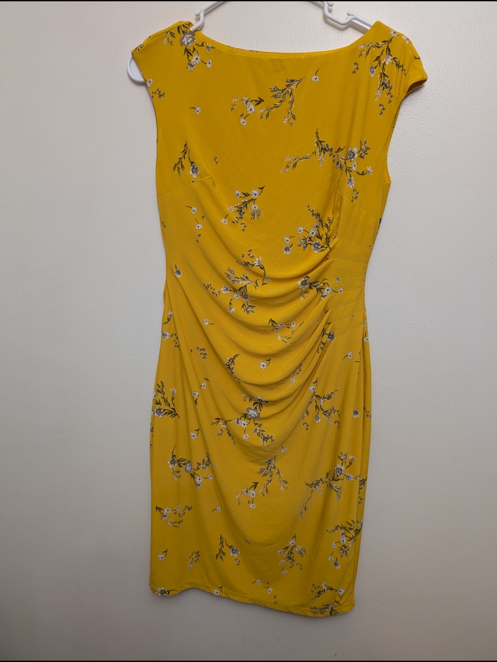 Ralph Lauren Yellow Floral Draped Midi Dress